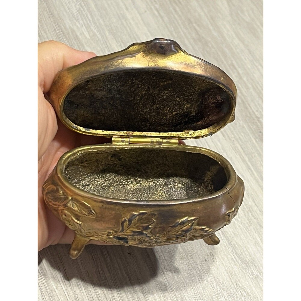 Jewelry Casket Trinket Box Metal Art Nouveau Art Deco Roses Vintage Victorian - Picture 8 of 9